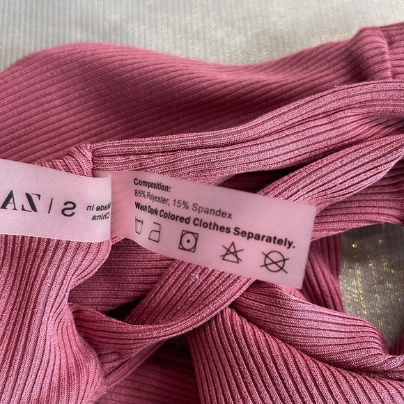 Zaful Cheeky Dusty Rose Pink Ribbed Bikini Bottom Cutout Sides Lined S 4 - Picture 4 of 7